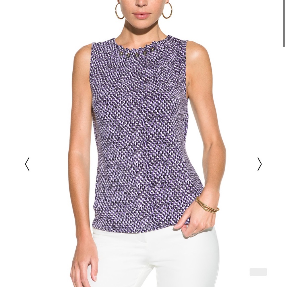 White House Black Market Rivet Shell Trisha Texture Smoky Orchid Purple Top NWT